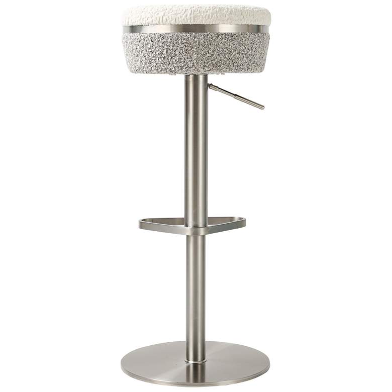 Image 5 TOV Astro Adjustable Height Modern White and Gray Boucle Swivel Stool more views