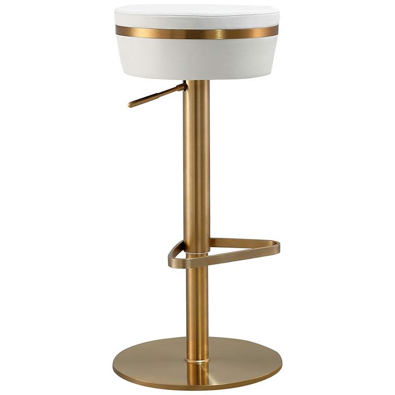 Image 2 TOV Astro Adjustable Height Modern White Vegan Leather Bar Stool