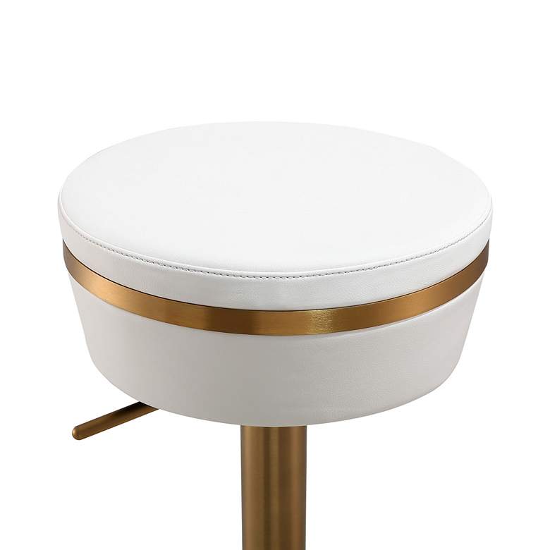 Image 3 TOV Astro Adjustable Height Modern White Vegan Leather Bar Stool more views