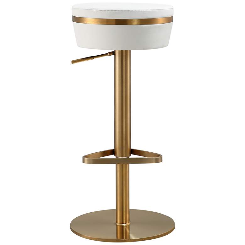 Image 6 TOV Astro Adjustable Height Modern White Vegan Leather Bar Stool more views