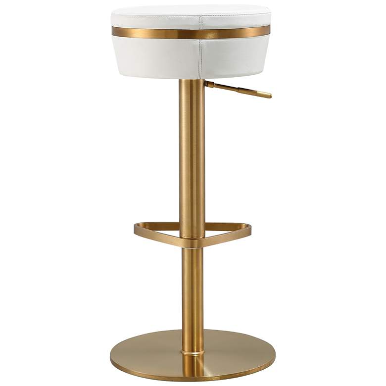 Image 7 TOV Astro Adjustable Height Modern White Vegan Leather Bar Stool more views