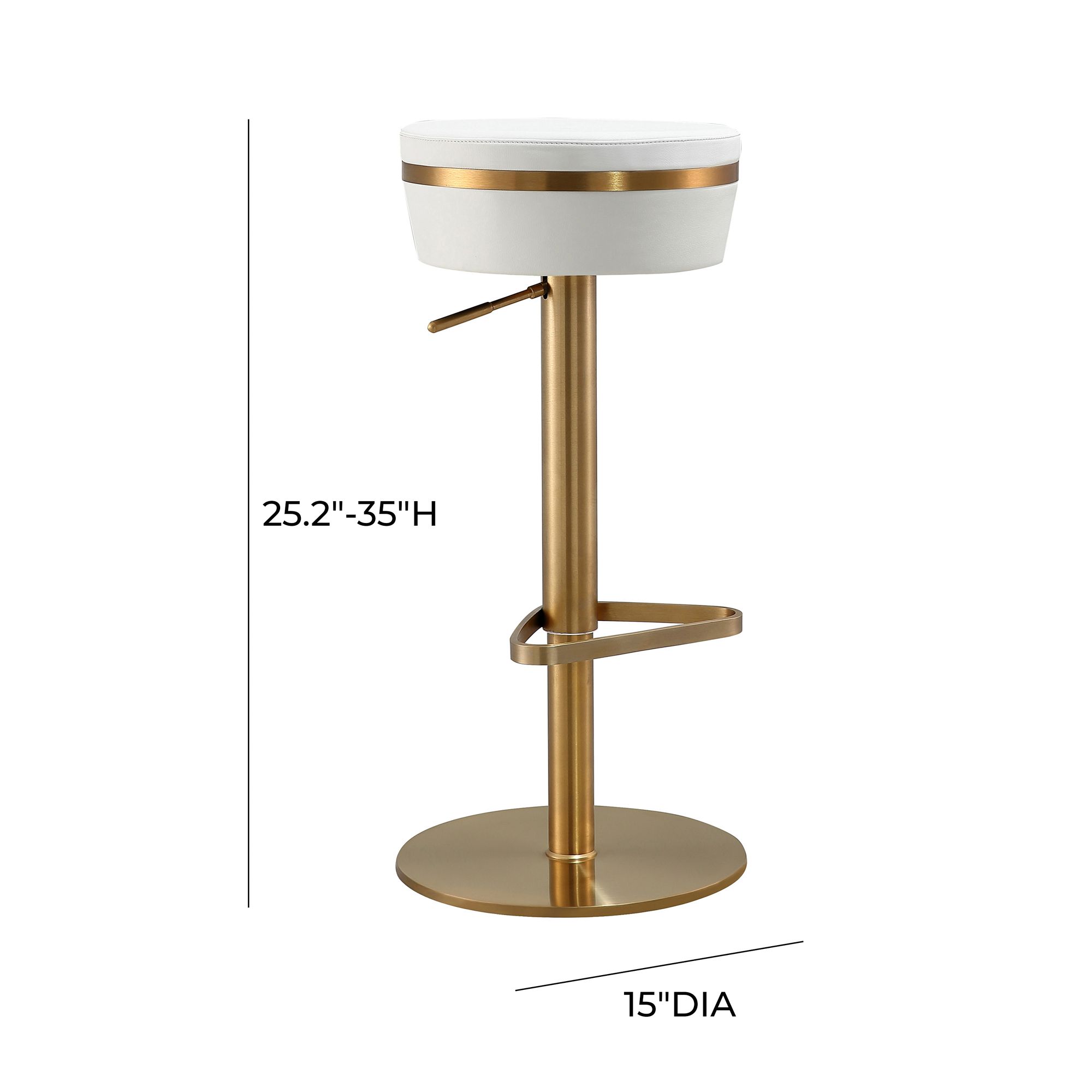 TOV Astro Adjustable Height Modern White Vegan Leather Bar Stool in scene