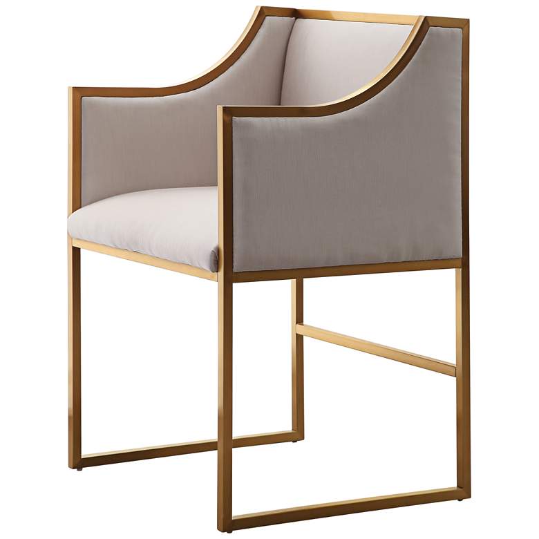 Image 4 TOV Atara 22" Wide Modern Cream Velvet and Gold Armchair more views