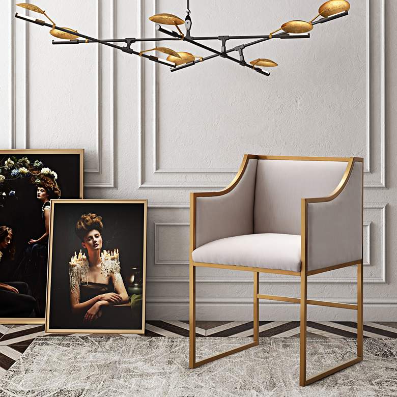 Image 6 TOV Atara 22" Wide Modern Cream Velvet and Gold Armchair more views