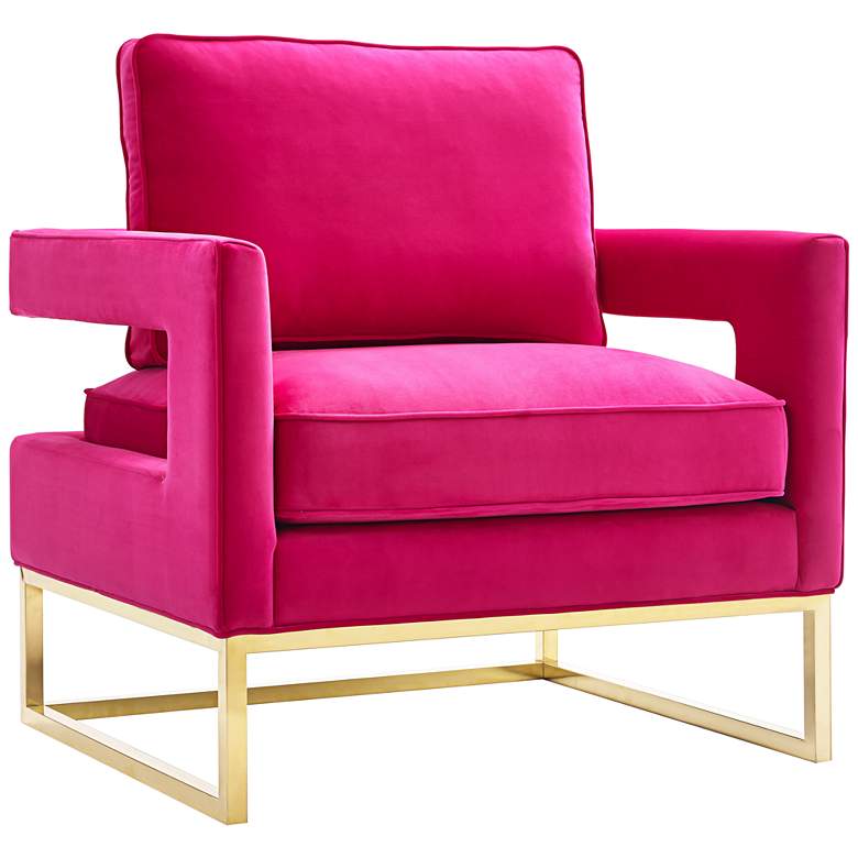 Image 1 TOV Avery 33 1/2" Wide Gold and Pink Velvet Modern Accent Chair