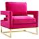 TOV Avery 33 1/2" Wide Gold and Pink Velvet Modern Accent Chair