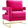 3_TOV Avery 33 1/2" Wide Gold and Pink Velvet Modern Accent Chair more views