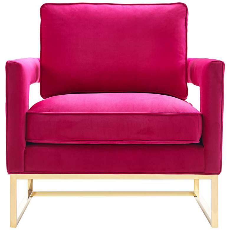 Image 4 TOV Avery 33 1/2" Wide Gold and Pink Velvet Modern Accent Chair more views