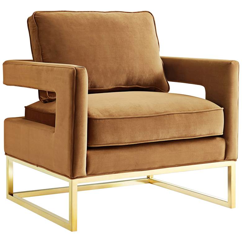 Image 1 TOV Avery 33 1/2" Wide Modern Cognac Velvet Accent Armchair