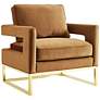 1_TOV Avery 33 1/2" Wide Modern Cognac Velvet Accent Armchair