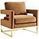 TOV Avery 33 1/2" Wide Modern Cognac Velvet Accent Armchair
