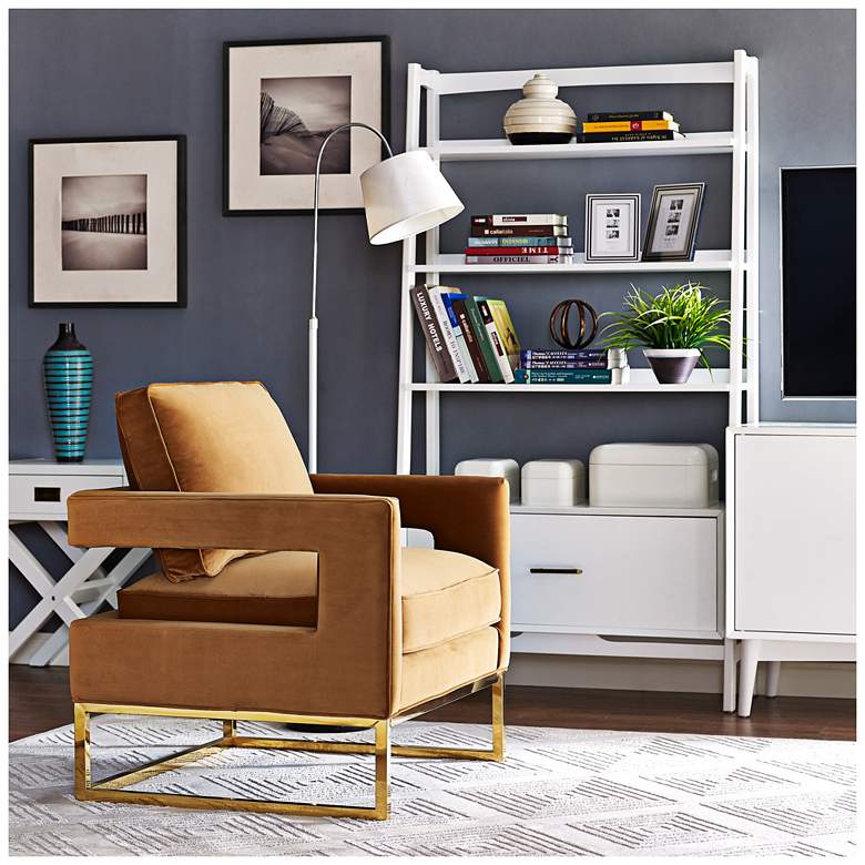 Image 2 TOV Avery 33 1/2" Wide Modern Cognac Velvet Accent Armchair more views