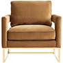 3_TOV Avery 33 1/2" Wide Modern Cognac Velvet Accent Armchair more views