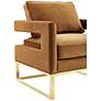 5_TOV Avery 33 1/2" Wide Modern Cognac Velvet Accent Armchair more views