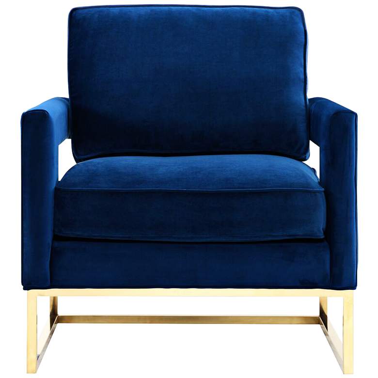 Image 1 TOV Avery 33 1/2" Wide Modern Navy Blue Upholstered Velvet Armchair