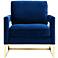 TOV Avery 33 1/2" Wide Modern Navy Blue Upholstered Velvet Armchair