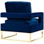 3_TOV Avery 33 1/2" Wide Modern Navy Blue Upholstered Velvet Armchair more views