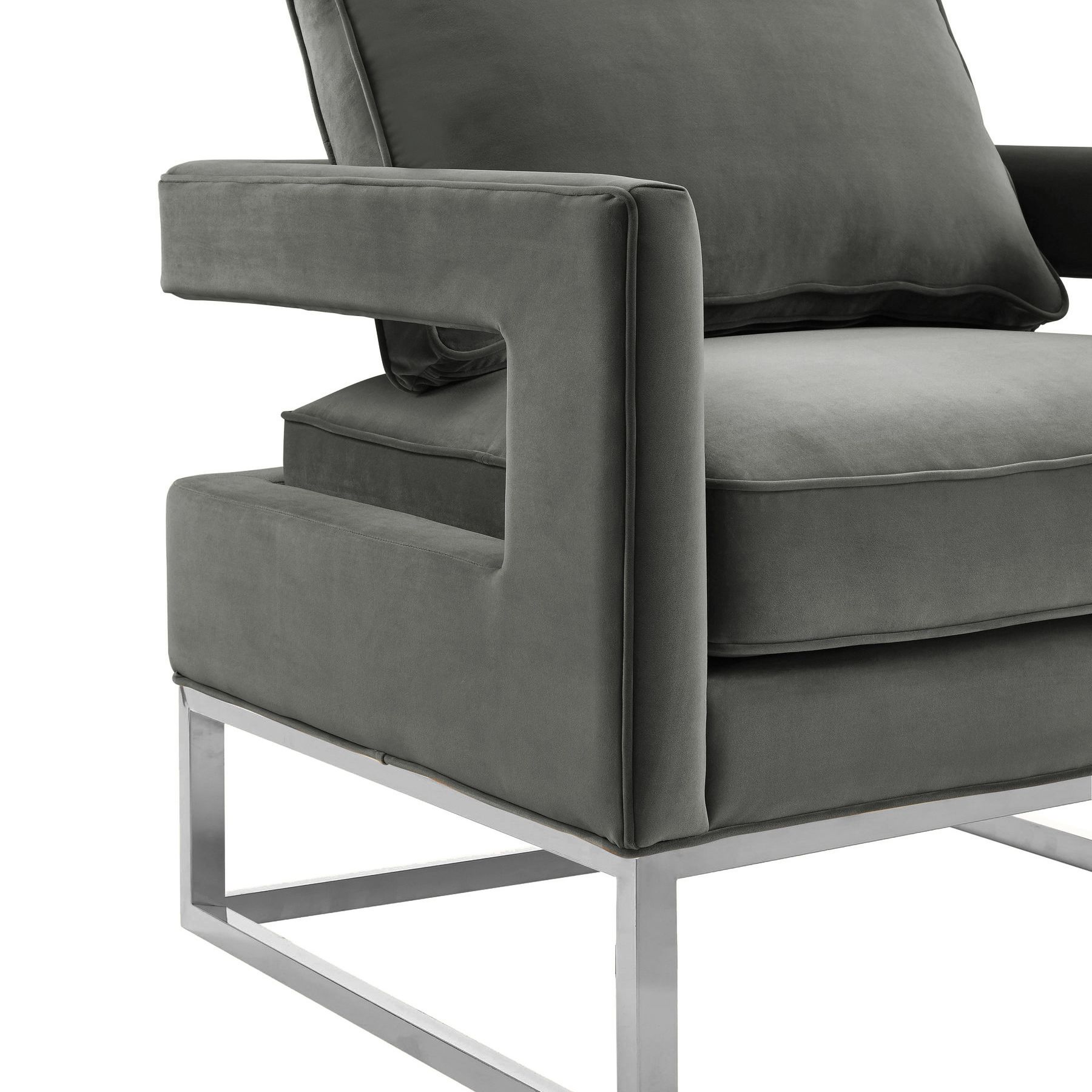 Image 4 TOV Avery 33 1/2" Wide Silver Legs Gray Velvet Modern Armchair more views