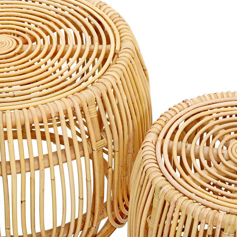 Image 3 TOV Azrina Natural Rattan Wood Nesting Tables Set of 2 more views