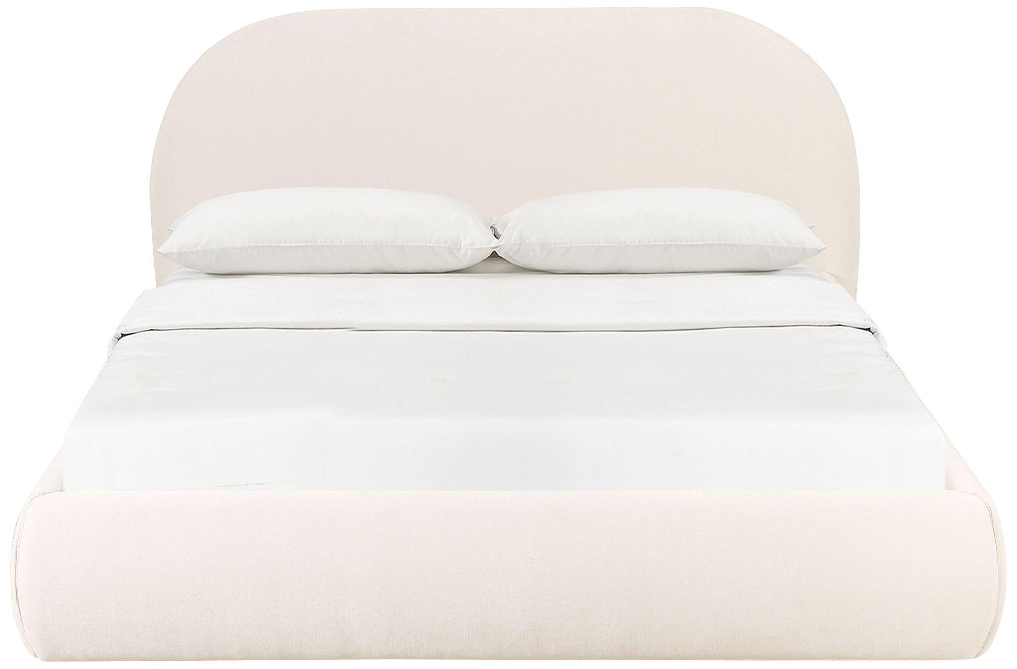 Image 4 TOV Bara 86 1/4" Cream Textured Velvet Fabric Modern King Size Bed more views