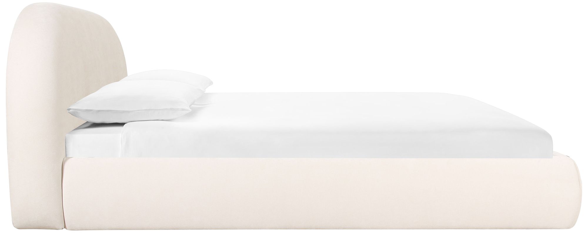 Image 5 TOV Bara 86 1/4" Cream Textured Velvet Fabric Modern King Size Bed more views