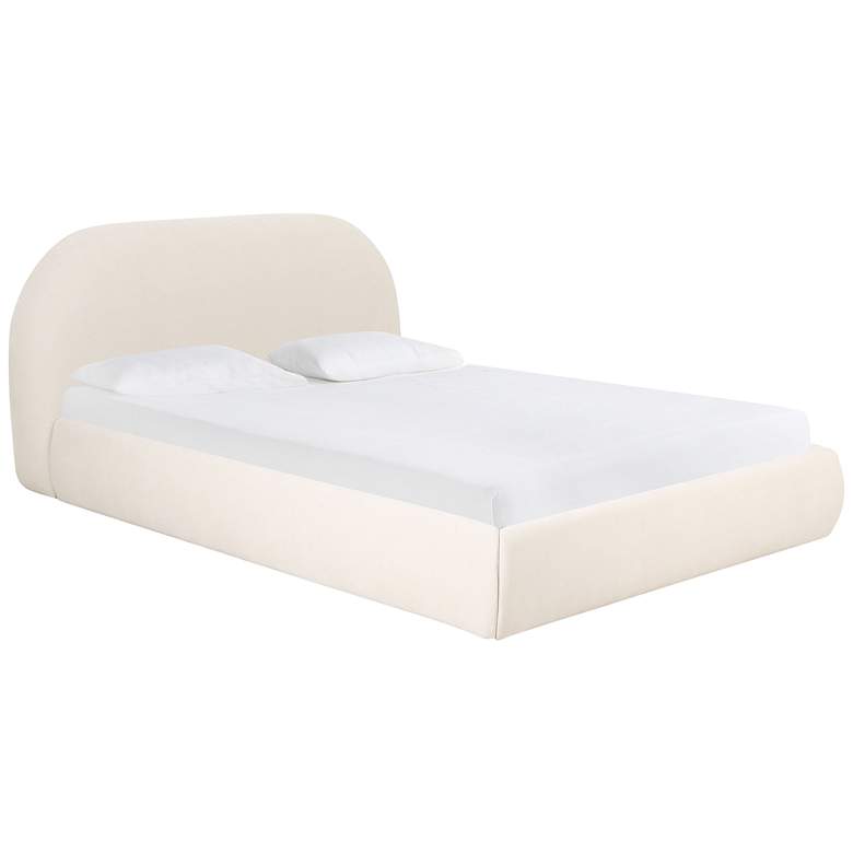 Image 2 TOV Bara Modern Cream Textured Velvet Fabric King Size Bed