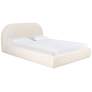 2_TOV Bara Modern Cream Textured Velvet Fabric King Size Bed
