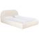 TOV Bara Modern Cream Textured Velvet Fabric King Size Bed