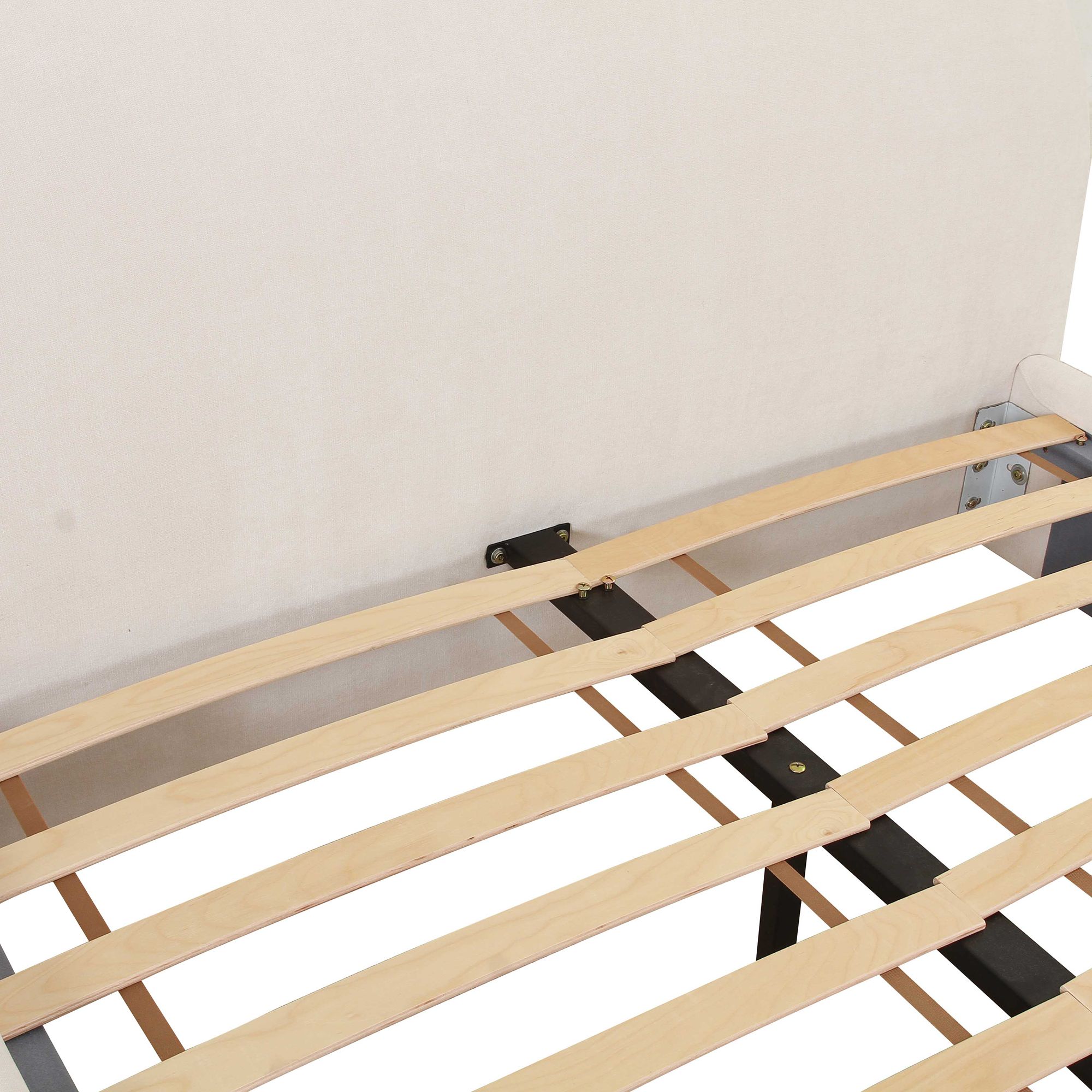 Thumbnail3 of TOV Bara Modern Cream Textured Velvet Fabric King Size Bed more views