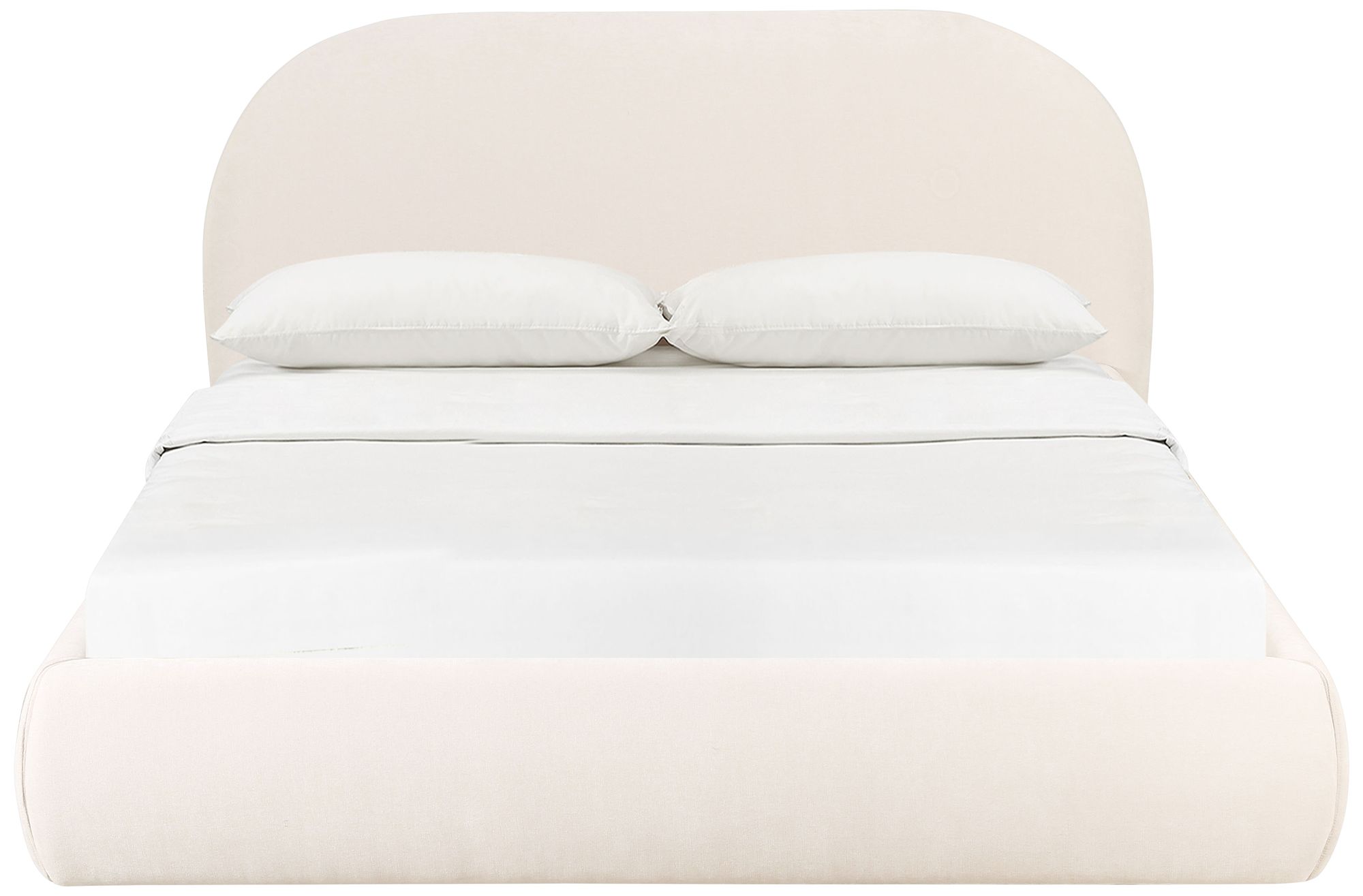 Thumbnail4 of TOV Bara Modern Cream Textured Velvet Fabric King Size Bed more views