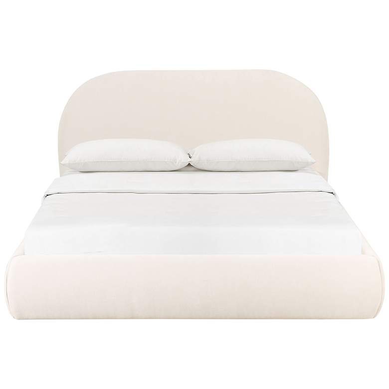 Image 4 TOV Bara Modern Cream Textured Velvet Fabric King Size Bed more views
