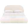 4_TOV Bara Modern Cream Textured Velvet Fabric King Size Bed more views