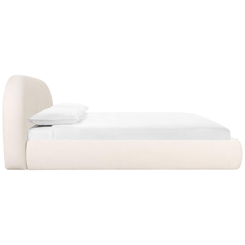 Image 5 TOV Bara Modern Cream Textured Velvet Fabric King Size Bed more views