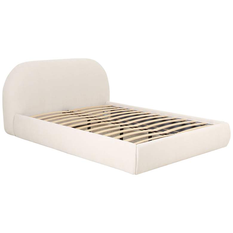 Image 6 TOV Bara Modern Cream Textured Velvet Fabric King Size Bed more views