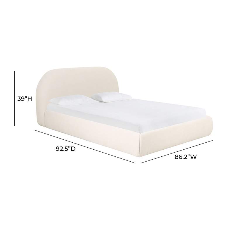 Image 7 TOV Bara Modern Cream Textured Velvet Fabric King Size Bed more views