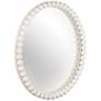 3_TOV Baria 30" Round Painted White Wooden Beaded Wall Mirror