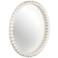 TOV Baria 30" Round Painted White Wooden Beaded Wall Mirror
