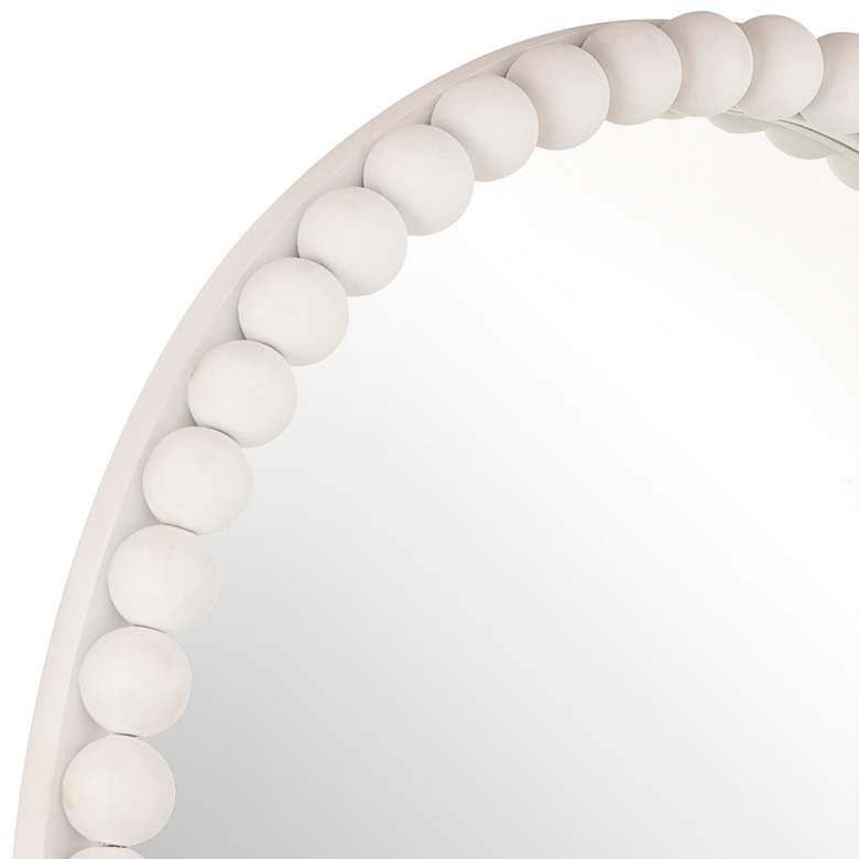 Image 4 TOV Baria 30" Round Painted White Wooden Beaded Wall Mirror more views