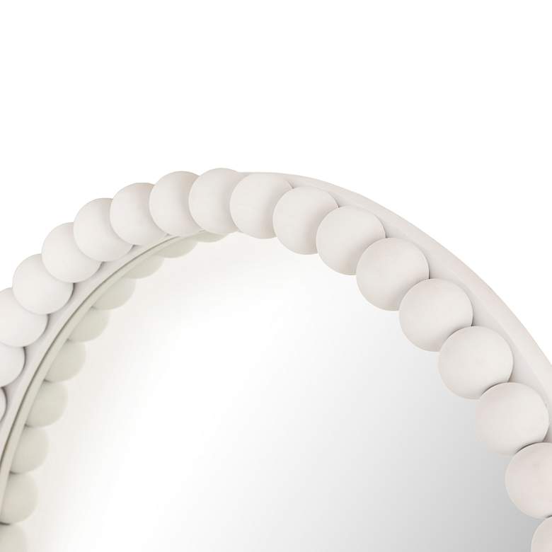 Image 5 TOV Baria 30" Round Painted White Wooden Beaded Wall Mirror more views