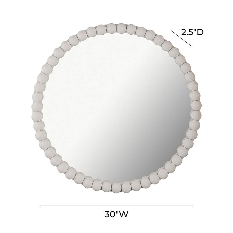Image 7 TOV Baria 30" Round Painted White Wooden Beaded Wall Mirror more views