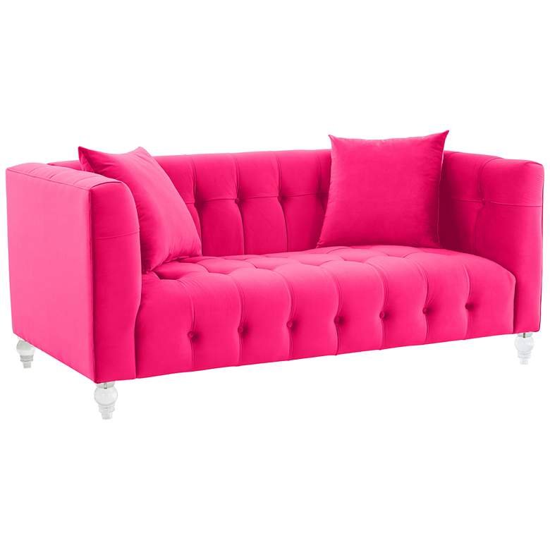 Image 1 TOV Bea 66" Wide Modern Hot Pink Tufted Velvet Fabric Loveseat
