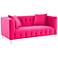 TOV Bea 66" Wide Modern Hot Pink Tufted Velvet Fabric Loveseat