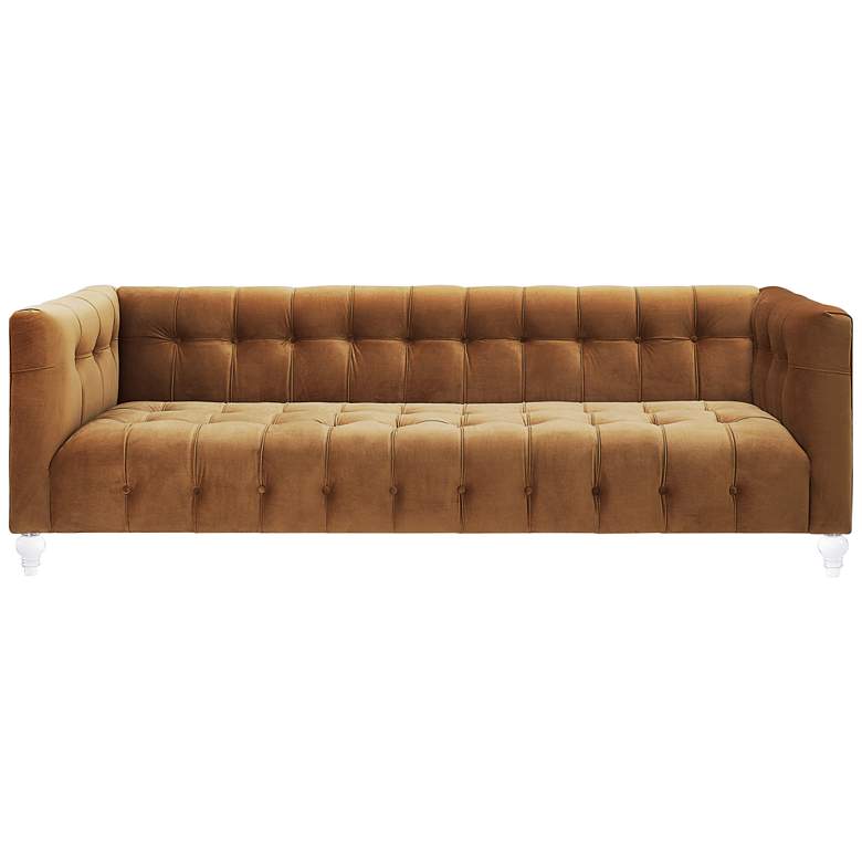 Image 2 TOV Bea 90 1/2" Wide Cognac Velvet Button Tufted Modern Sofa