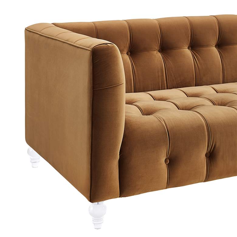 Image 3 TOV Bea 90 1/2" Wide Cognac Velvet Button Tufted Modern Sofa more views
