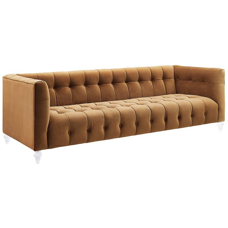 Image 4 TOV Bea 90 1/2" Wide Cognac Velvet Button Tufted Modern Sofa more views