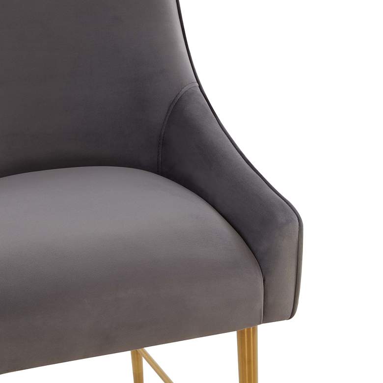 Image 4 TOV Beatrix 25 1/2" Modern Dark Gray Velvet Fabric Counter Stool more views