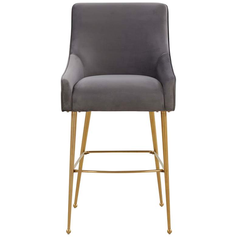 Image 5 TOV Beatrix 25 1/2" Modern Dark Gray Velvet Fabric Counter Stool more views