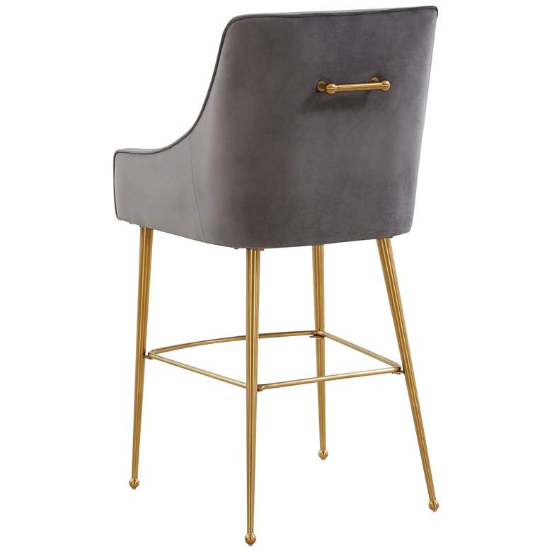 Image 6 TOV Beatrix 25 1/2" Modern Dark Gray Velvet Fabric Counter Stool more views