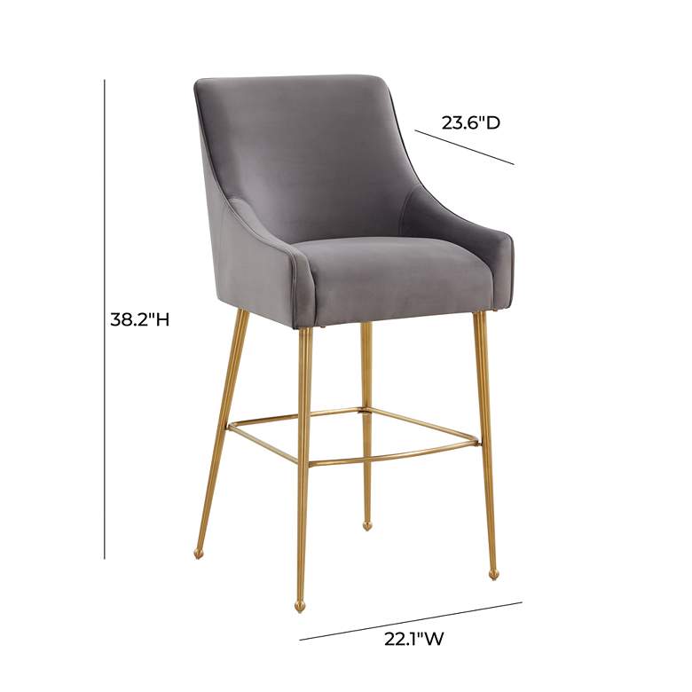 Image 7 TOV Beatrix 25 1/2" Modern Dark Gray Velvet Fabric Counter Stool more views