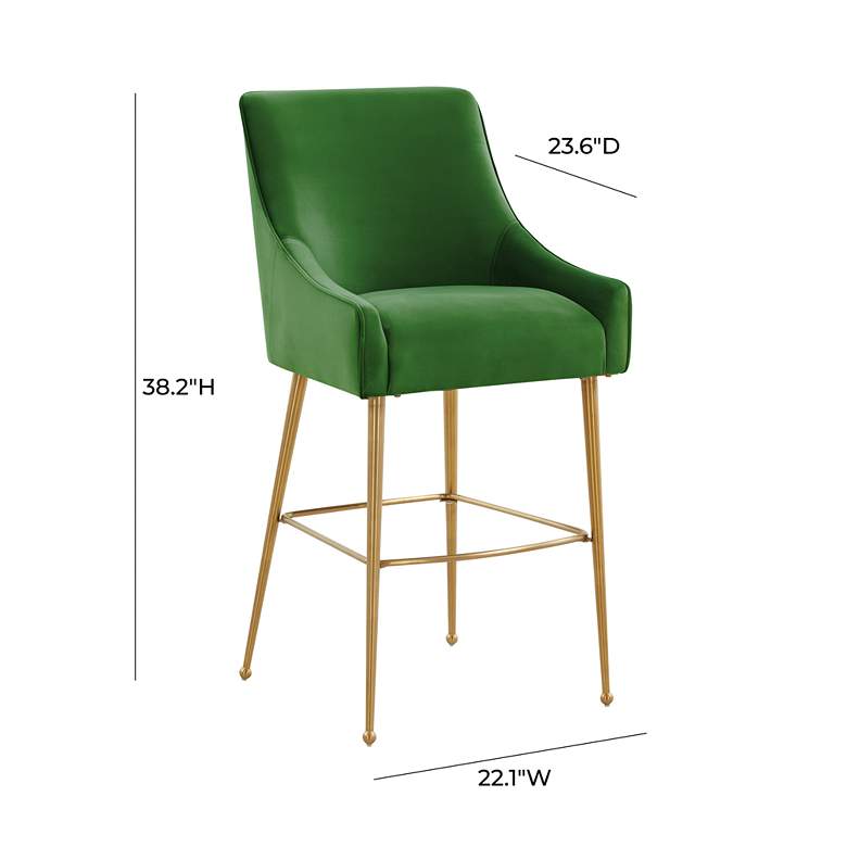 Image 7 TOV Beatrix 25 1/2" Modern Green Velvet Fabric Counter Stool more views